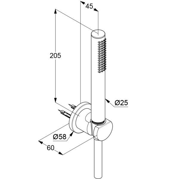 Bản vẽ kĩ thuật của bộ dây bát sen Kludi 2085039-15 Nova Fonte