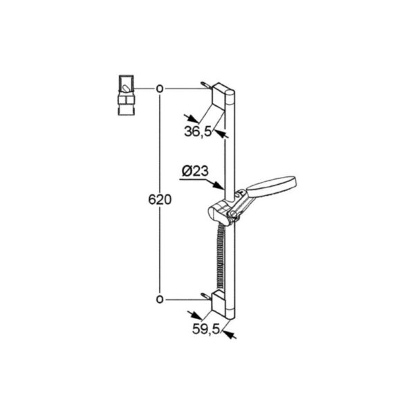 Bản vẽ kĩ thuật Bộ dây bát sen kèm thanh trượt Kludi 6573005-00 A-Qa