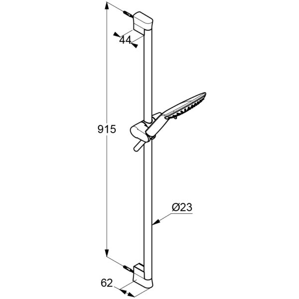 Bản vẽ kĩ thuật Bộ dây bát sen kèm thanh trượt Kludi 6774005-00 Fizz