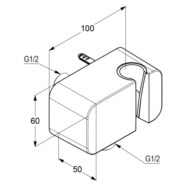 Bản vẽ kĩ thuật Cút nối sen âm tường Kludi 6556005-00 A-Qa