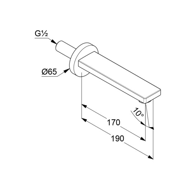 Bản vẽ kĩ thuật Đầu xả nước cấp cho bồn tắm Kludi 4860005 Zenta SL