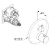 Bản vẽ kĩ thuật Mặt nạ bộ trộn âm tường Kludi 208303915 Nova Fonte