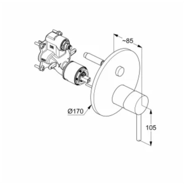 Bản vẽ kĩ thuật Mặt nạ bộ trộn âm tường Kludi 386590576 Bozz