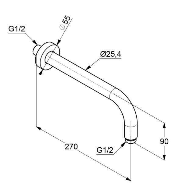 Bản vẽ kĩ thuật Thanh treo bát sen Kludi 6651305-00 A-QA