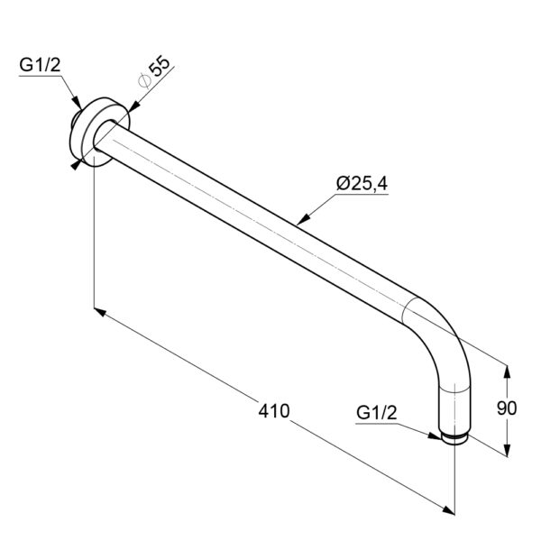 Bản vẽ kĩ thuật Thanh treo bát sen Kludi 6651405-00 A-QA