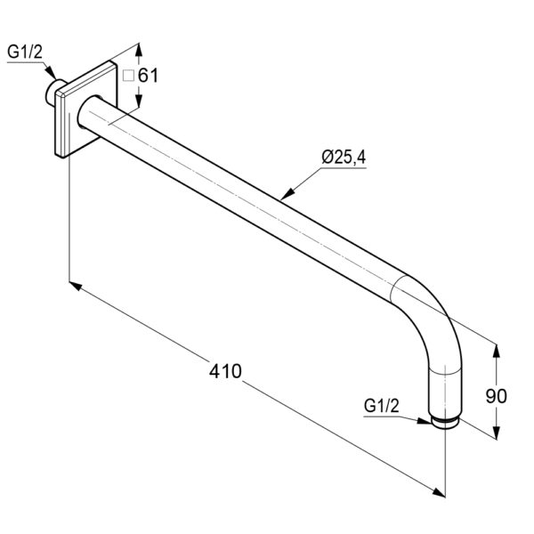 Bản vẽ kĩ thuật Thanh treo bát sen Kludi 6653405-00 A-QA