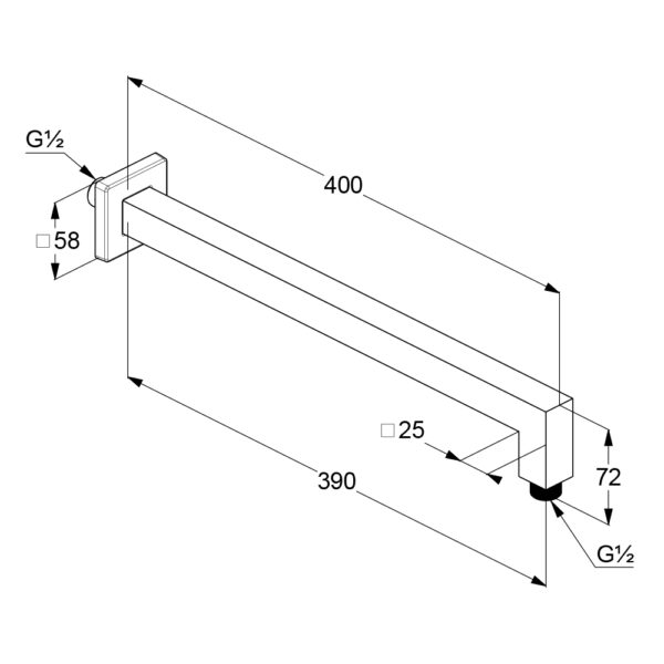 Bản vẽ kĩ thuật Thanh treo bát sen Kludi 6654405-00 A-QA