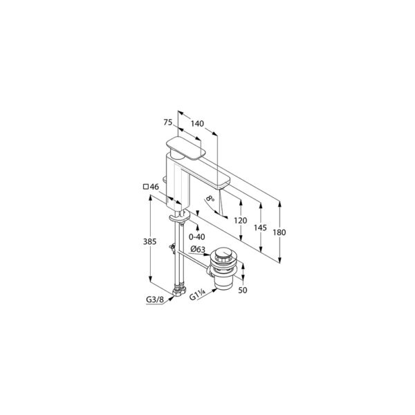 Bản vẽ kĩ thuật Vòi rửa lavabo Kludi 492950575 E2