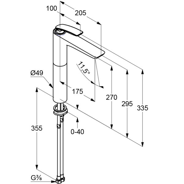 Bản vẽ kĩ thuật Vòi rửa lavabo Kludi 522980575 Balance